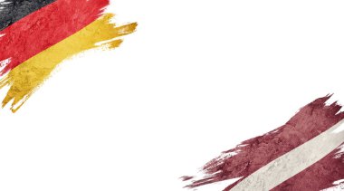 Beyaz Arkaplanda Almanya ve Letonya Bayrakları